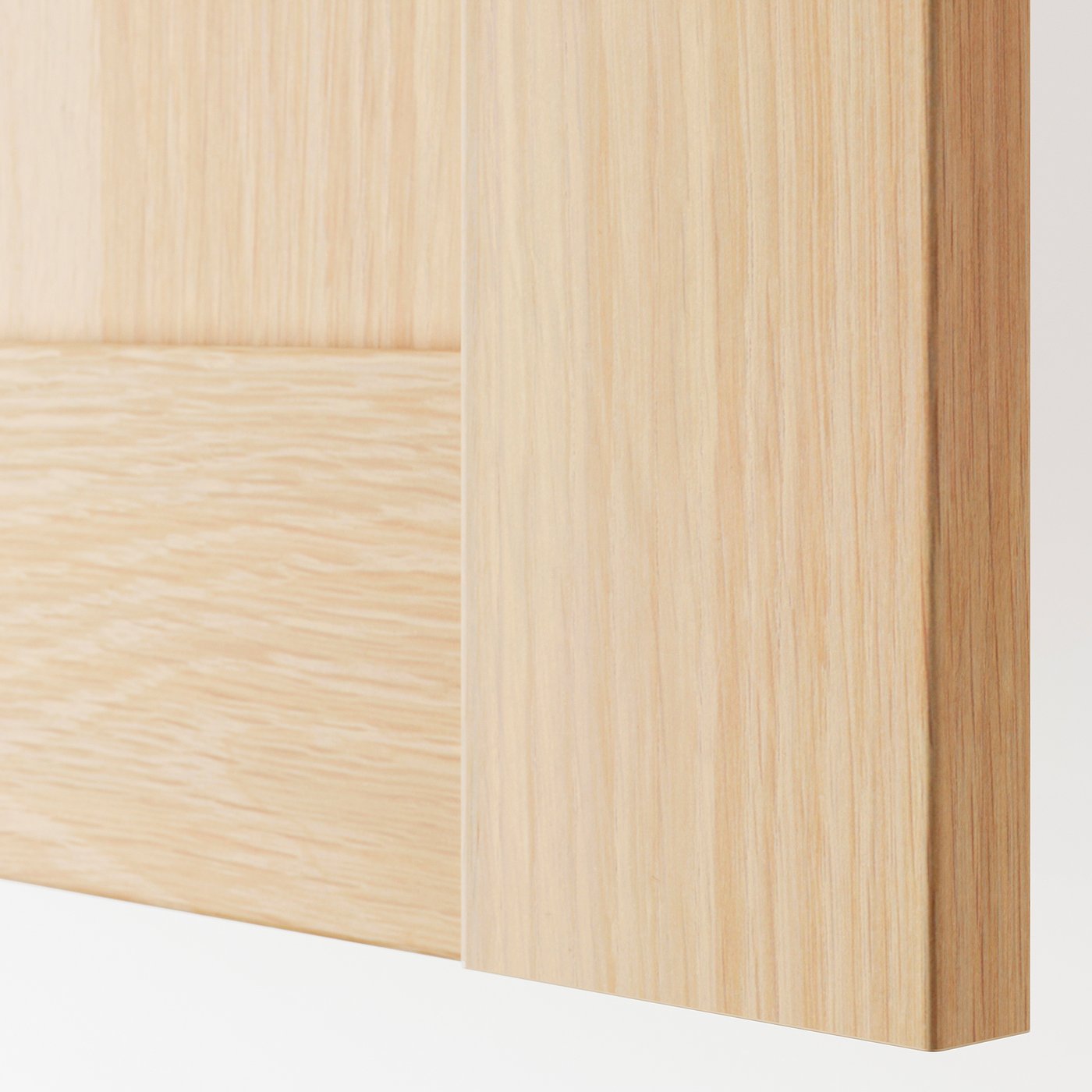 Modern wood-effect door, smooth finish, natural colour, four panel design.