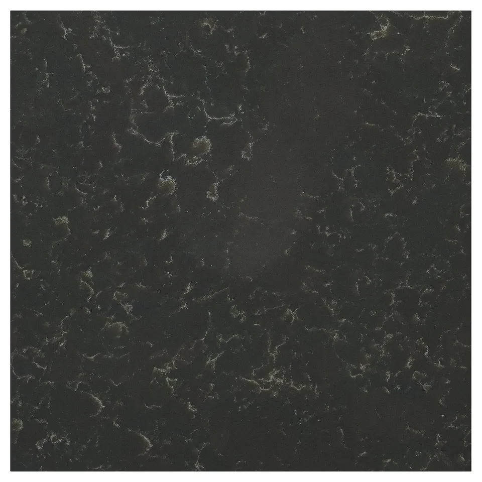 Black LOCKEBO recycled glass worktop with golden veining, smooth & stain-resistant.