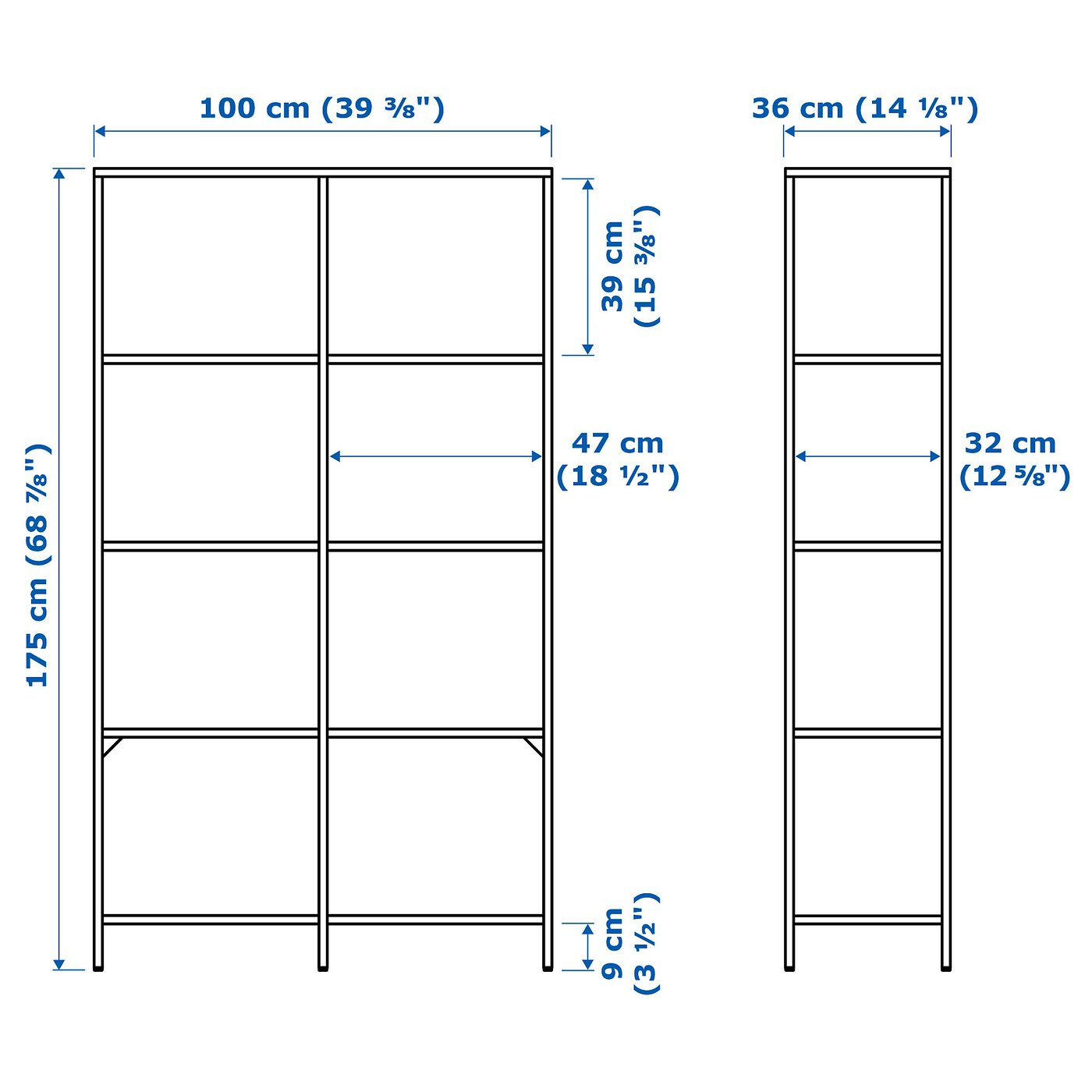 Illustration with measurements for the product: VITTSJÖ.