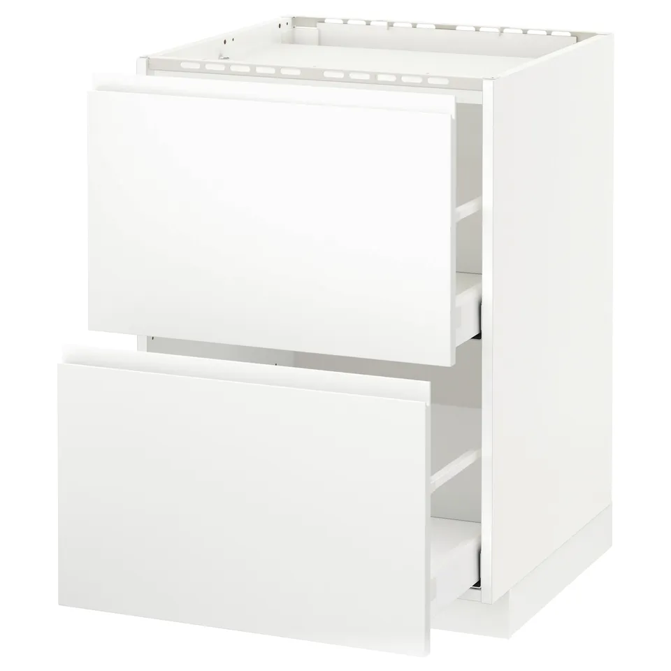 White METOD kitchen cabinet, modern minimalist design with smooth drawers.