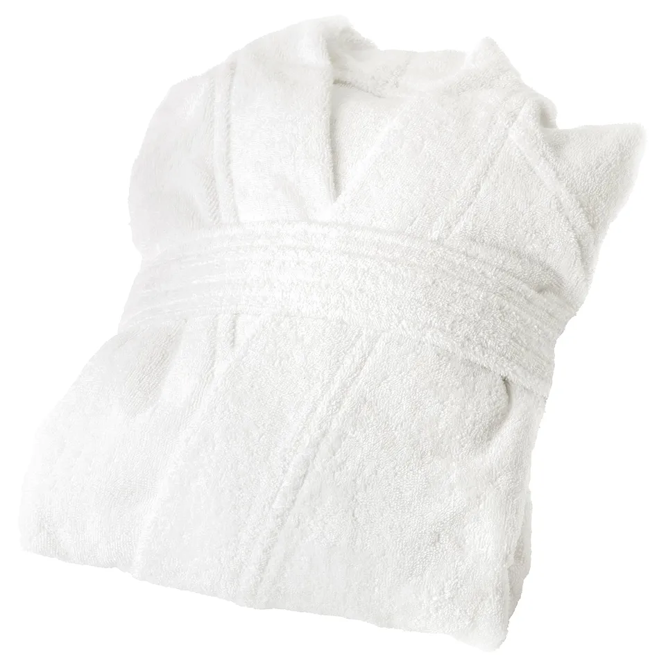 White ROCKÅN cotton bathrobe with side pockets and adjustable belt.