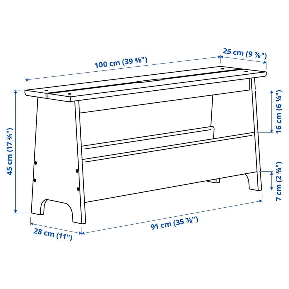 Illustration with measurements for the product: PERJOHAN.