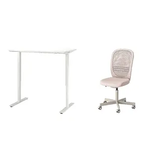 FLINTAN/TROTTEN set: desk sit/stand + office chair