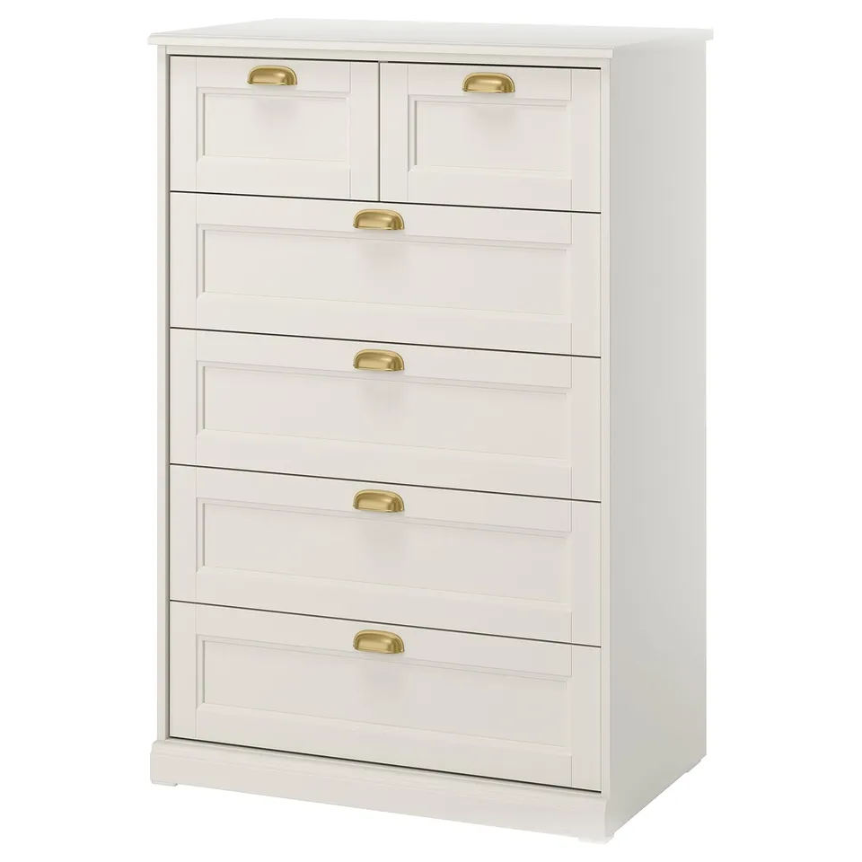 FÅGELFJÄLLET Chest of 6 drawers, off-white, 82x51x123 cm