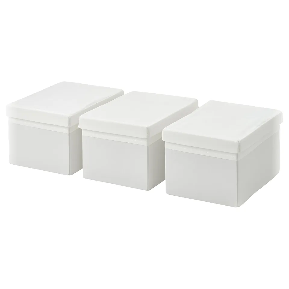 DRÖNA Box with lid, white, 19x26x15 cm