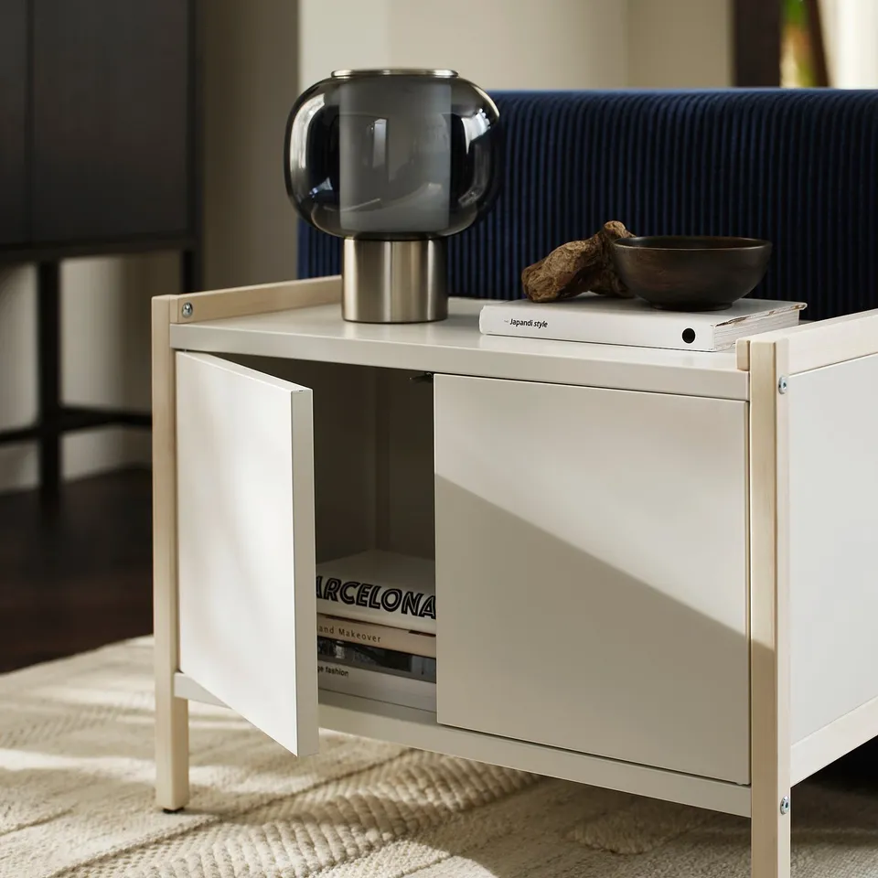 EKENABBEN Cabinet, aspen/white, 70x35x51 cm