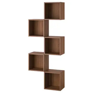 EKET wall-mounted storage combination, brown walnut effect, 70x25x175 cm