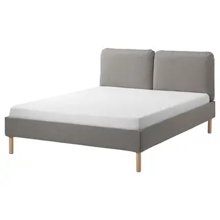 SAGESUND upholstered bed frame, Diseröd brown/Luröy, 150x200 cm