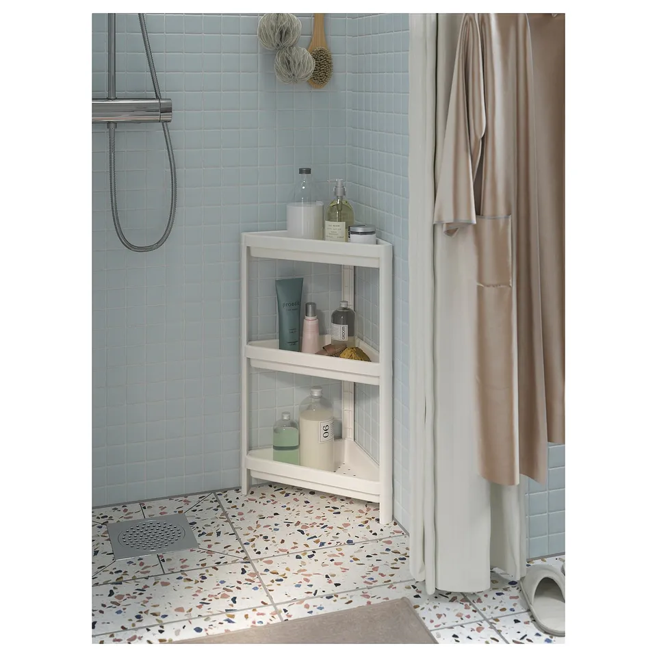 VESKEN Corner shelf unit, white, 33x33x71 cm