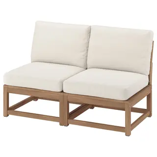 NÄMMARÖ 2-seat sofa, light brown stained outdoor/Frösön/Duvholmen beige, 126 cm
