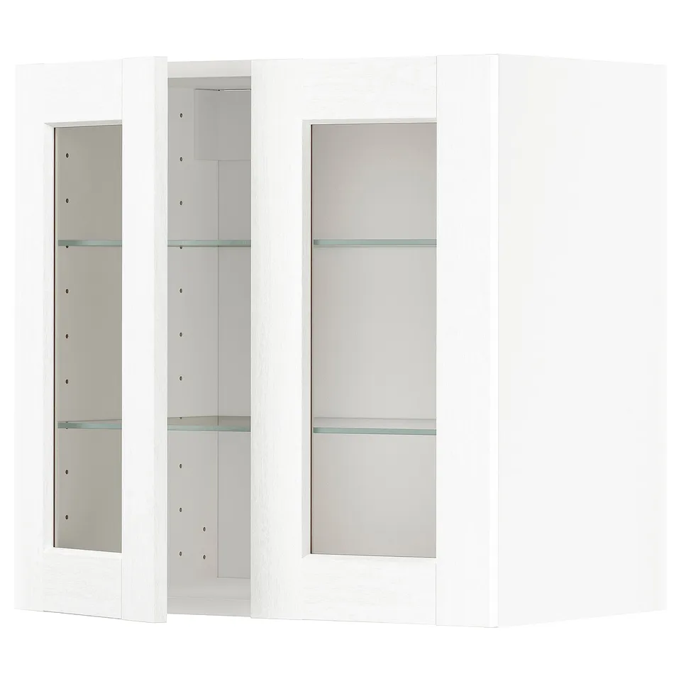 METOD kitchen unit: white, rectangular, glass doors, adjustable shelves.