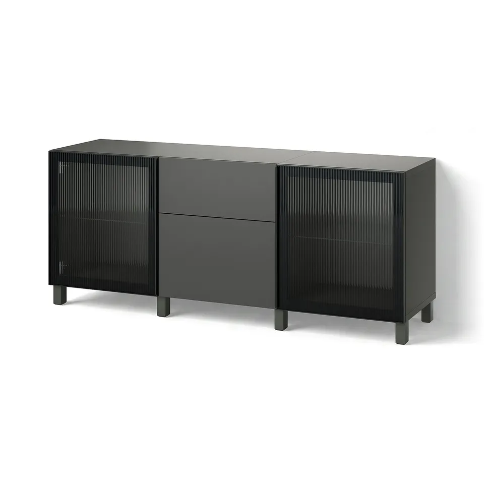 BESTÅ Storage combination with drawers, dark grey Lappviken/Stubbarp/Fällsvik anthracite, 180x42x74 cm