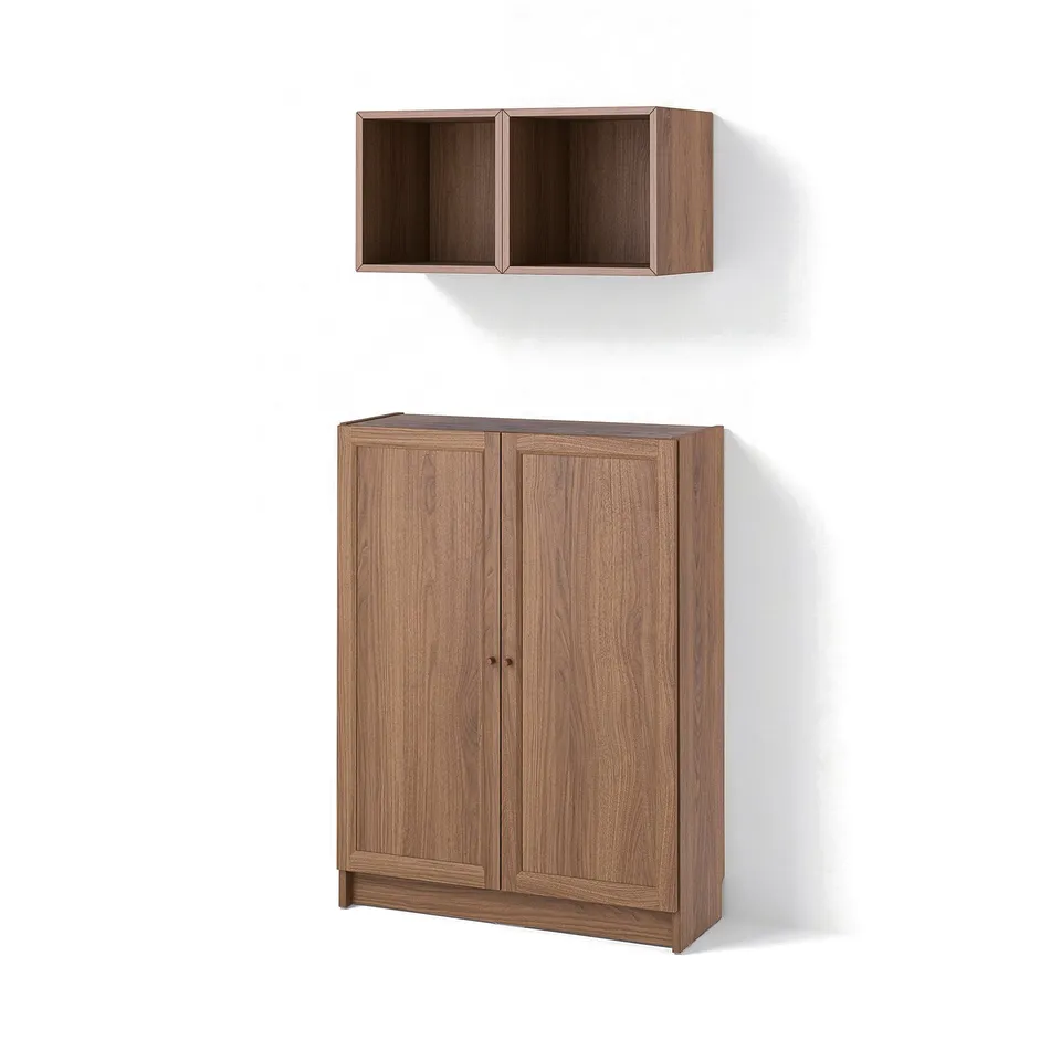 BILLY / EKET Storage combination with doors, brown walnut effect