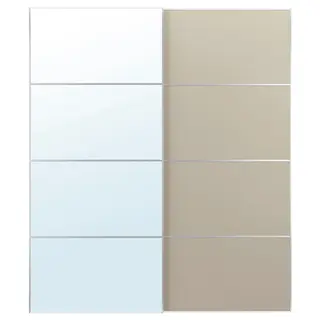 AULI / MEHAMN pair of sliding doors, aluminium mirror glass/double sided grey-beige, 200x236 cm