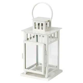 BORRBY lantern for tealight, in/outdoor white, 20 cm