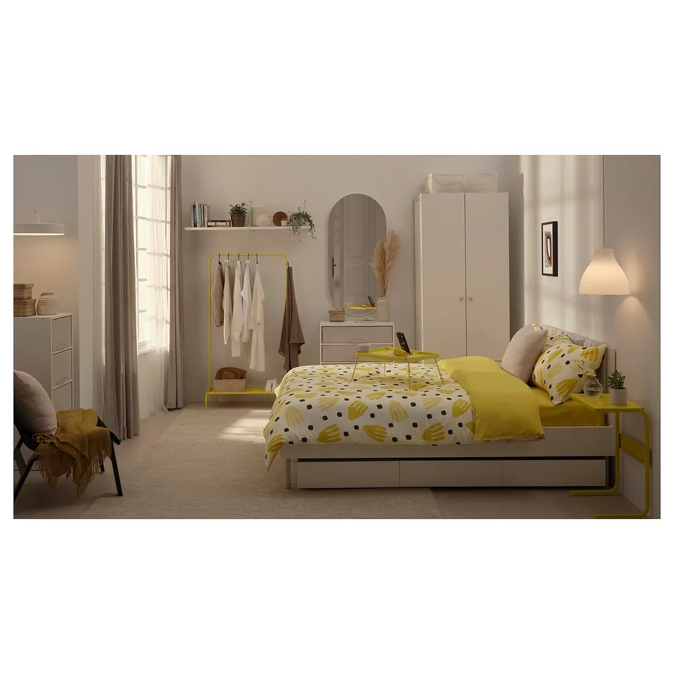 part: BRUKSVARA bed frame with 3 storage boxes
