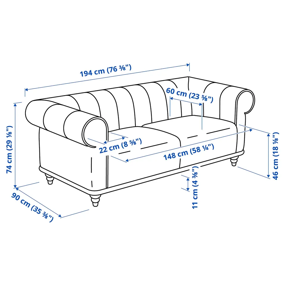 Illustration with measurements for the product: VISKAFORS.