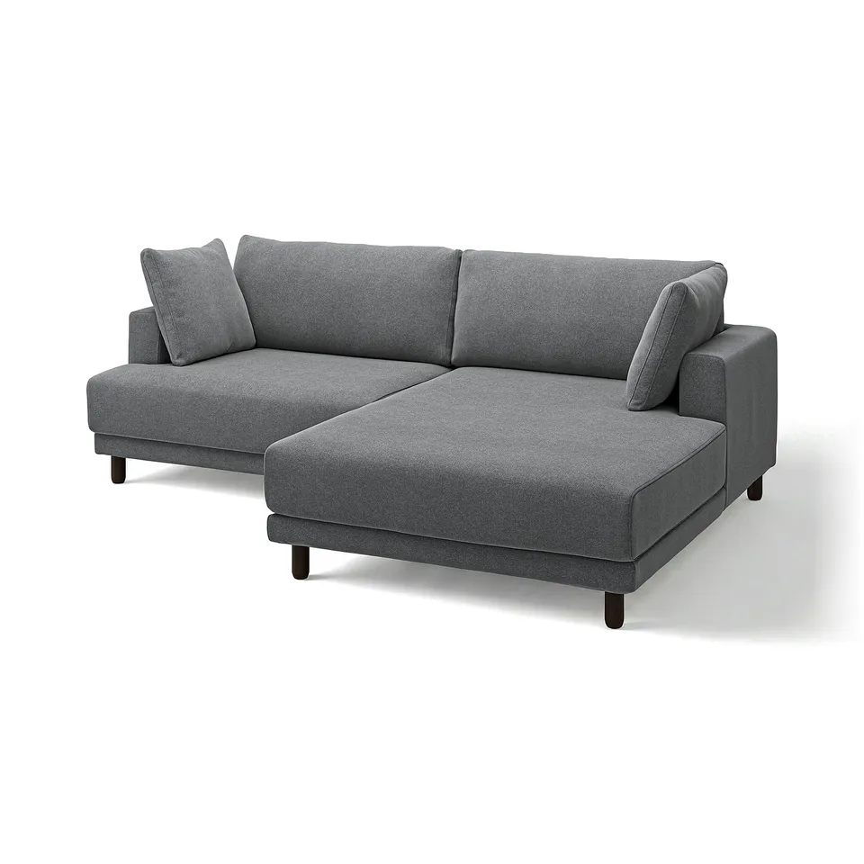 Modern grey UPPÅKRA sectional sofa with plush cushions, clean lines, and sturdy wooden legs.
