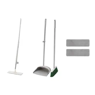 PEPPRIG set: squeeze-clean flat mop + dustpan/broom + microfibre pad for flat mop