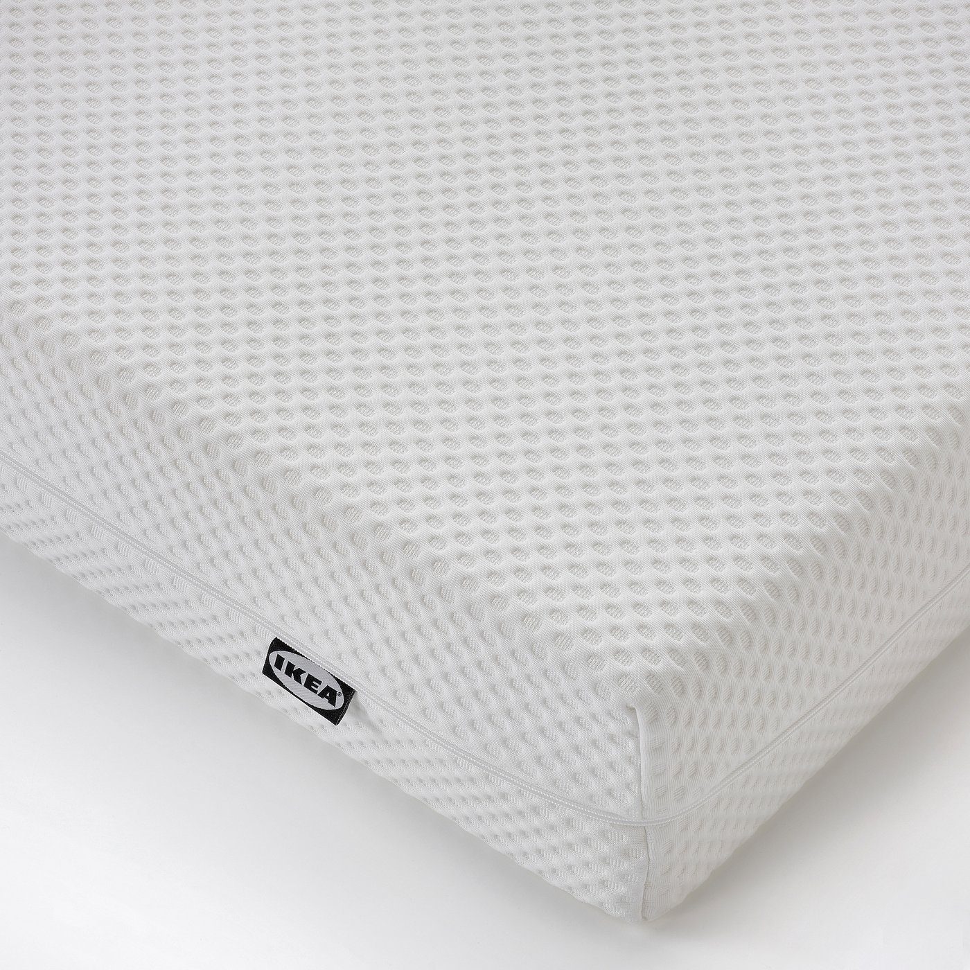 MALM Bed frame with mattress, white stained oak veneer/Åbygda firm, 90x200 cm