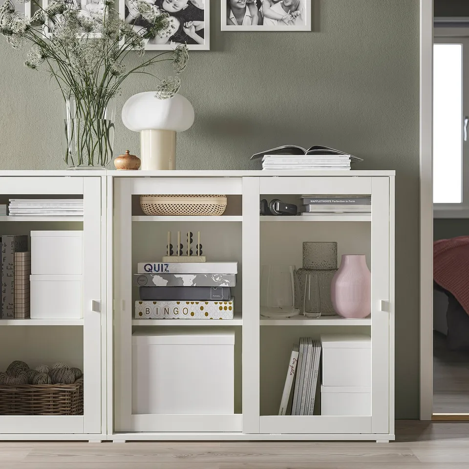 part: VIHALS cabinet with sliding glass doors