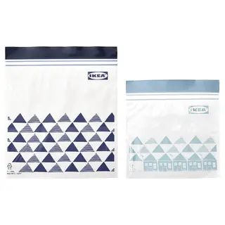 ISTAD resealable bag, patterned/blue, 1/0.4 l