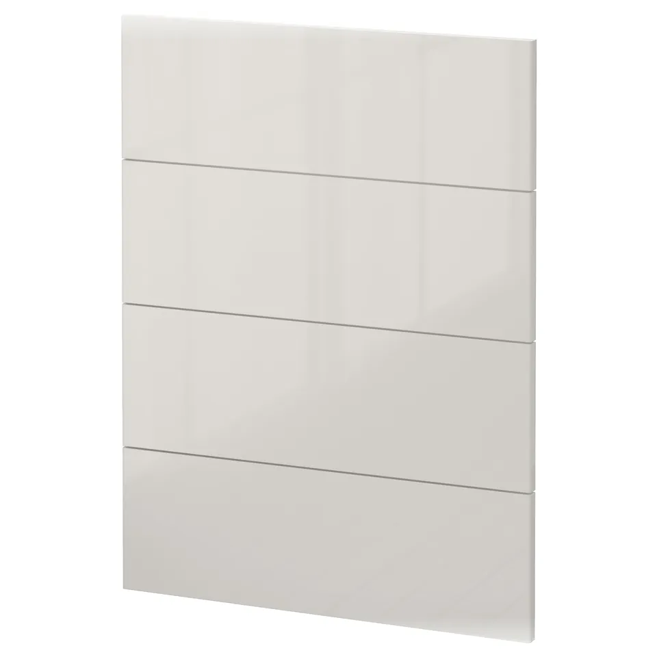 METOD high gloss grey kitchen cabinet front. Rectangle shape, modern design.
