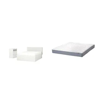 BRIMNES/VESTERÖY Bed with 20cm thick mattress, pocket sprung, foam, extra firm