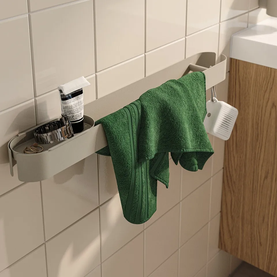 FLORSJÖN Towel rail, beige, 62 cm