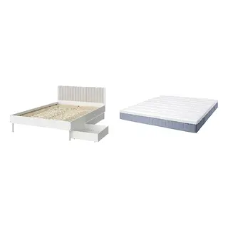 BRUKSVARA/VALLBERGET Bed with 21cm thick mattress, coir, pocket sprung, super firm