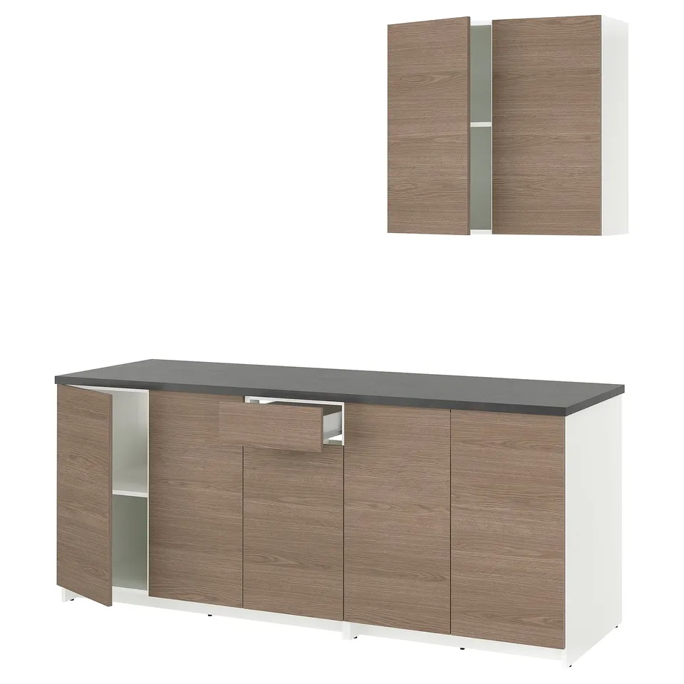 KNOXHULT Kitchen, wood effect grey, 204x61x220 cm
