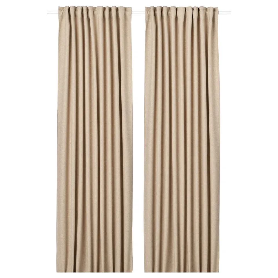 ANNAKAJSA beige room darkening curtains, simple, rectangular with rod pocket.