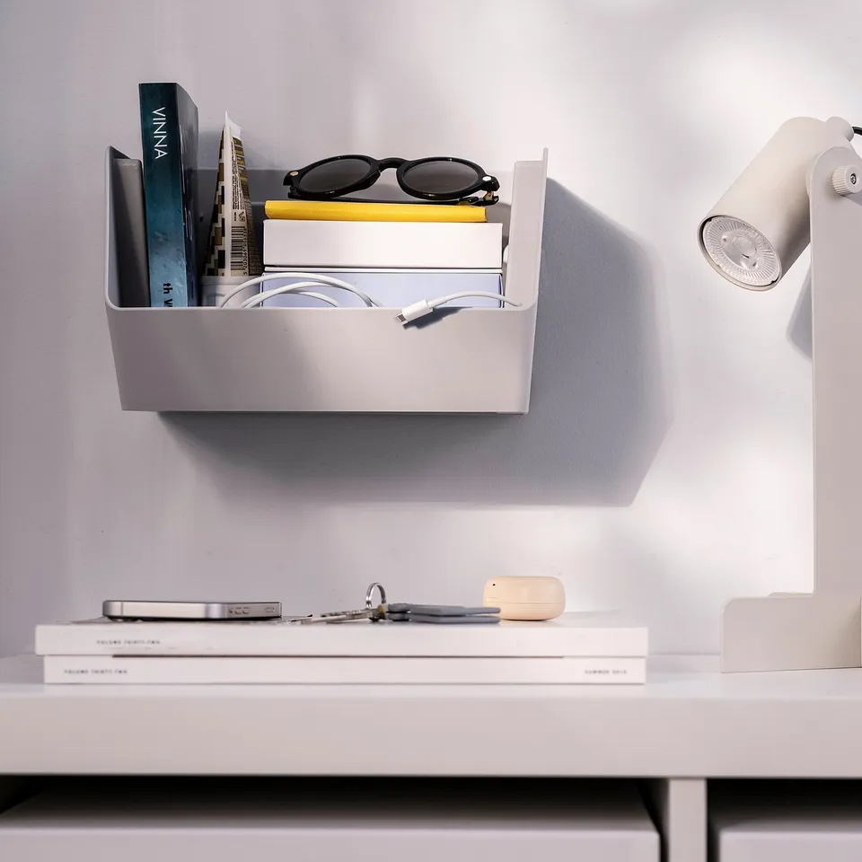 FODERTRÅG Organiser for desk/wall, light grey, 25x18x15 cm