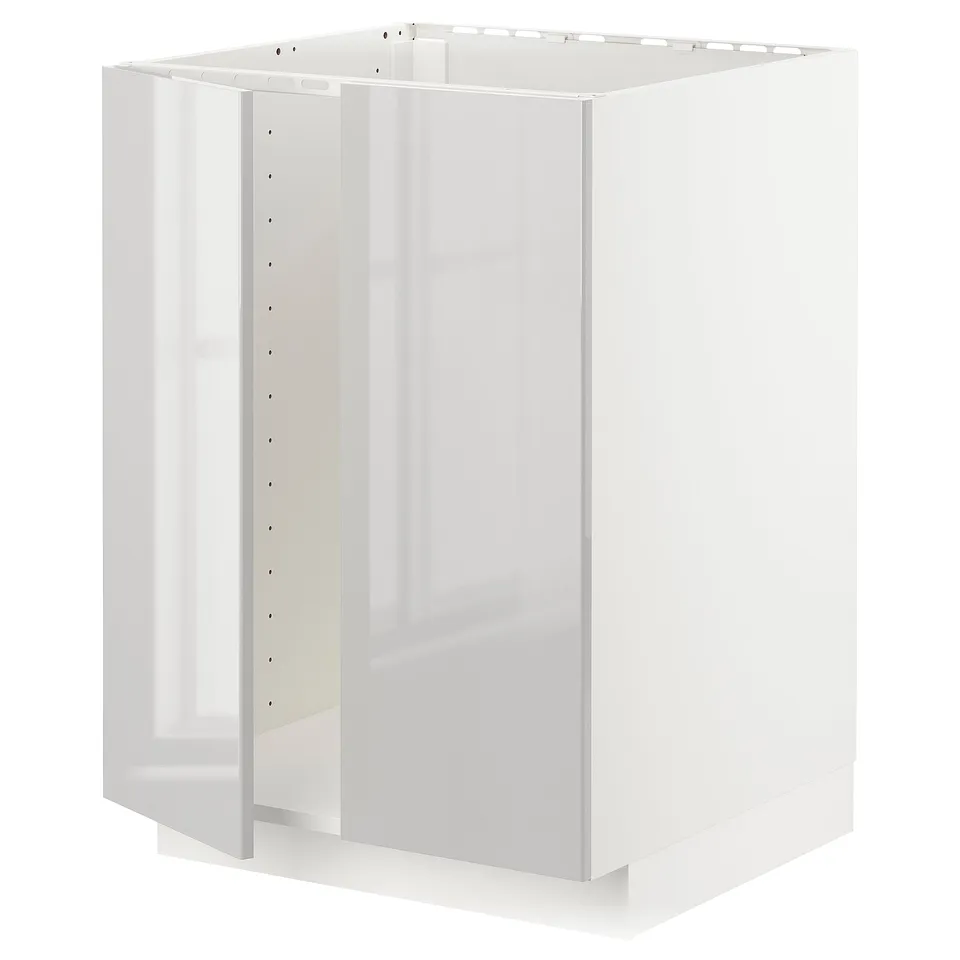 White METOD kitchen cabinet in high gloss finish with modern design and sturdy frame.