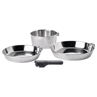 SLÄTROCKA cookware kit with detachable handle, stainless steel
