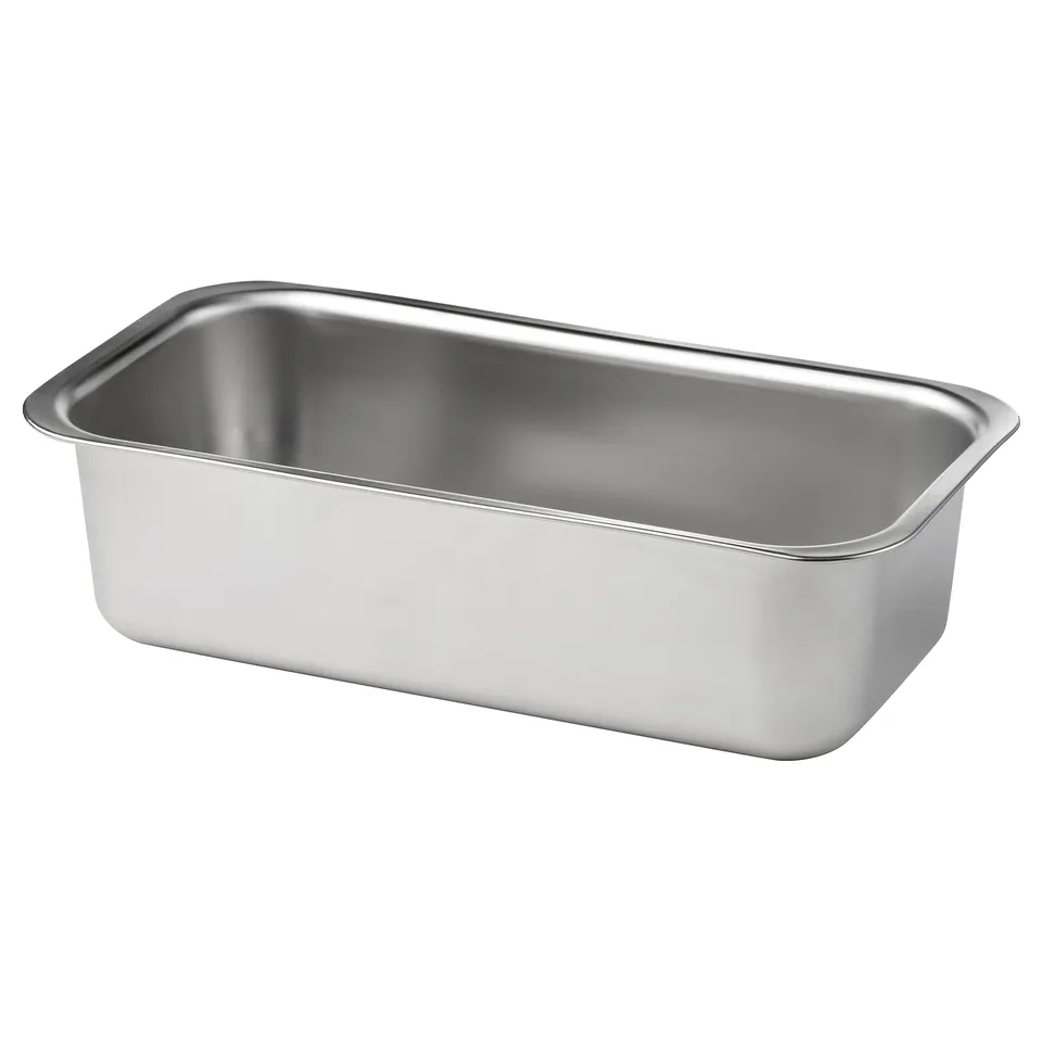 VINTERROCKA silver loaf pan, stainless steel, rectangular, simple design.
