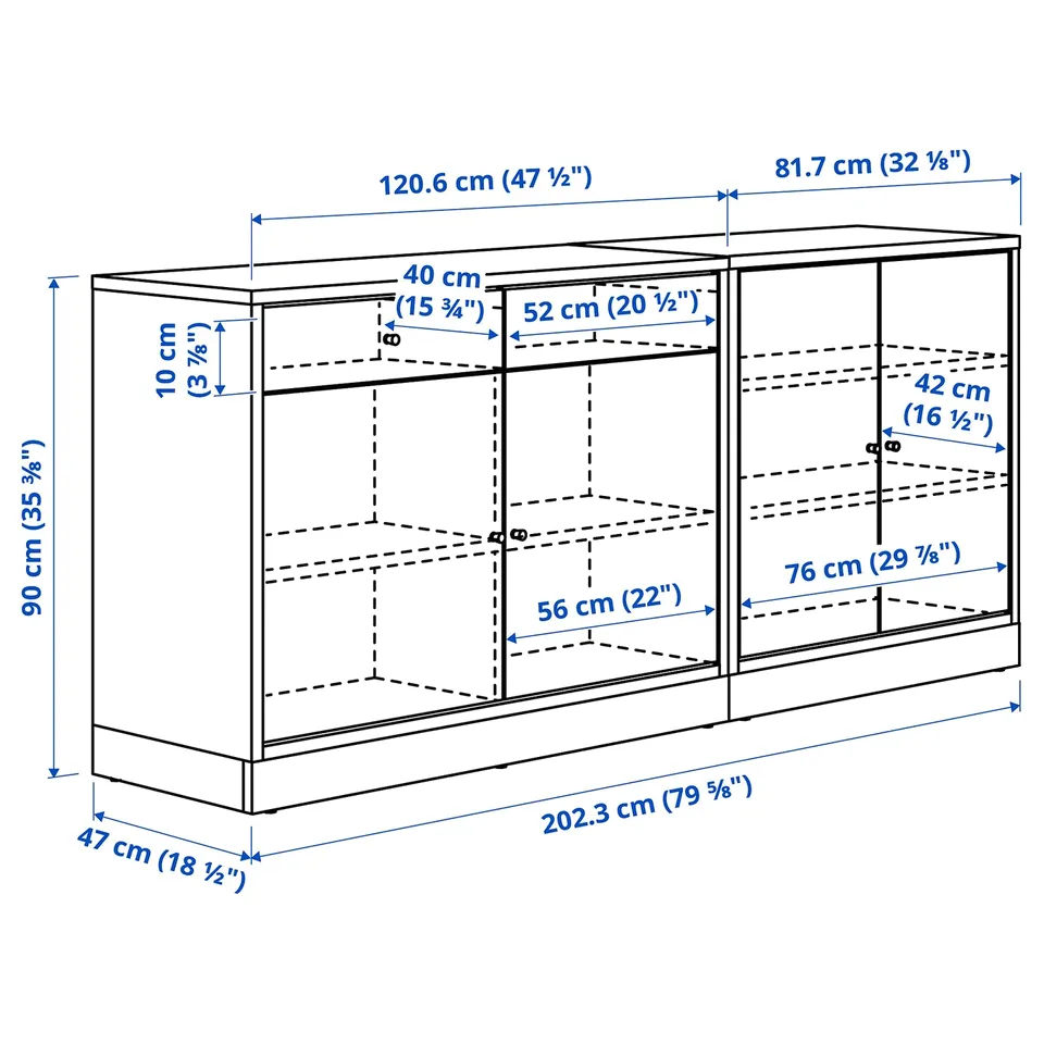 Illustration with measurements for the product: TONSTAD.