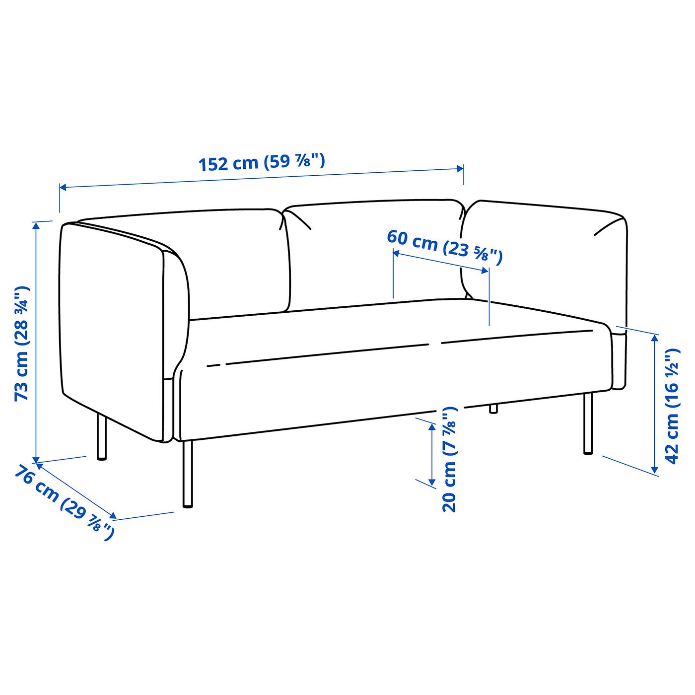 Illustration with measurements for the product: LILLEHEM.