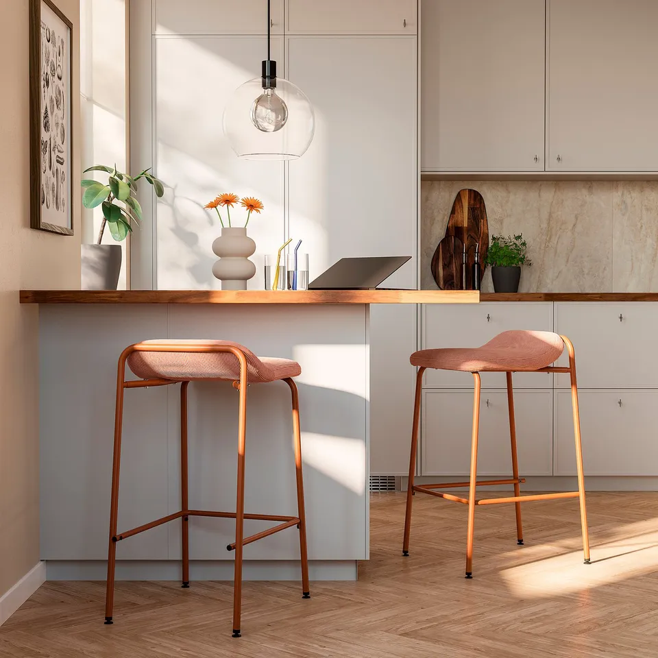 KESNACKEN Bar stool, counter height orange/Kelinge rust, 66 cm
