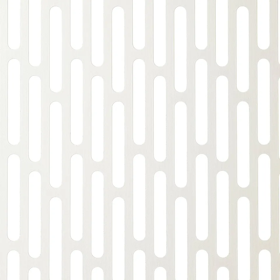 Modern beige privacy screen with vertical slits, durable for indoor/outdoor use.