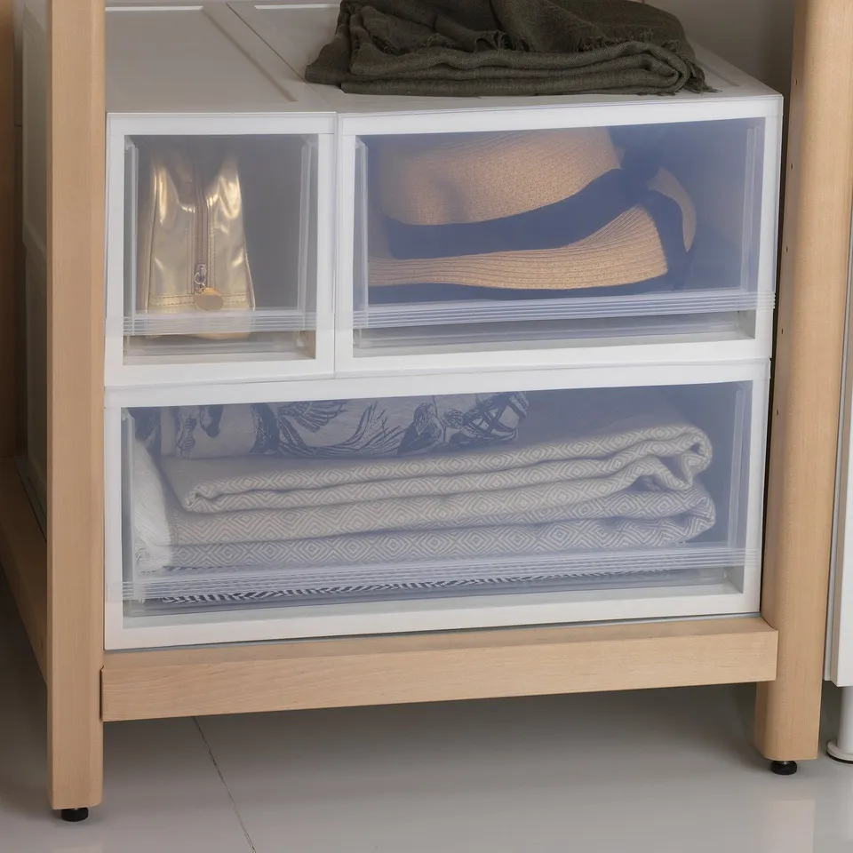 SOPPROT Pull-out storage unit, transparent white, 17x46x20.5 cm