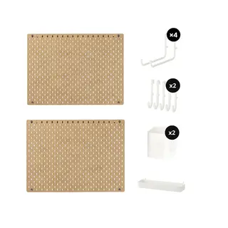 SKÅDIS set: pegboard x2 + hook x6 + shelf + container x2