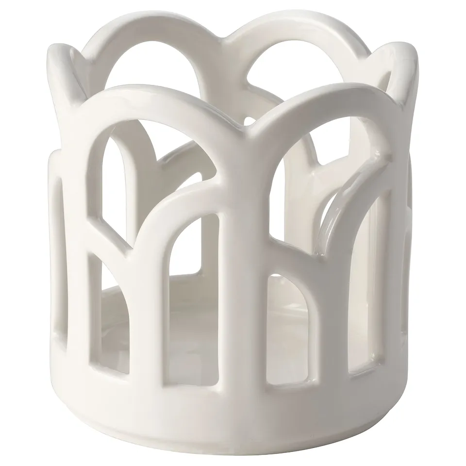 SNÖSISKA Candle holder, off-white, 11 cm