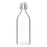 KORKEN bottle with stopper, clear glass, 1 l