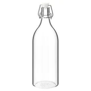 KORKEN bottle with stopper, clear glass, 1 l