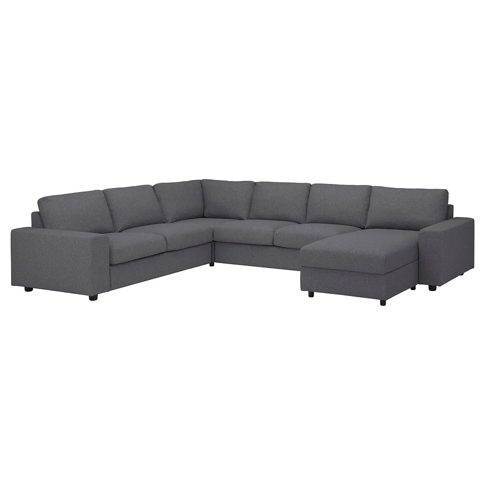Grey VIMLE sectional sofa, modern design with removable cover, l-shape.