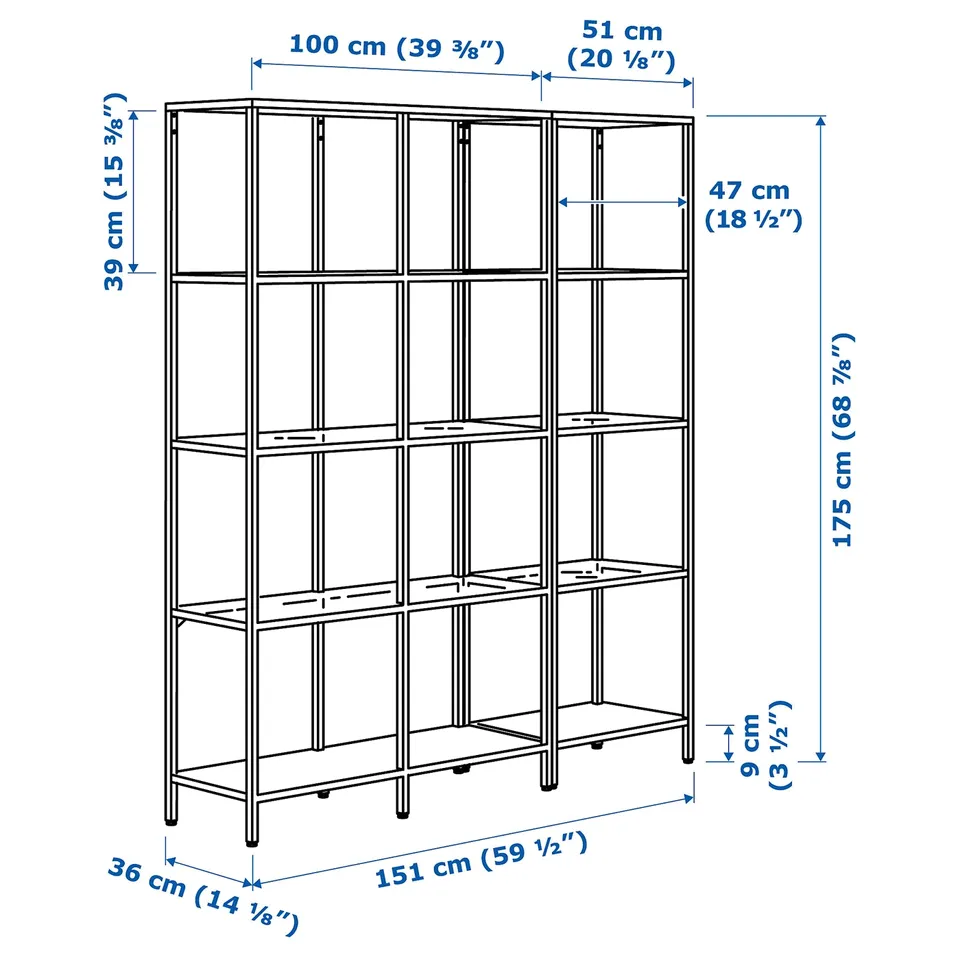 Illustration with measurements for the product: VITTSJÖ.