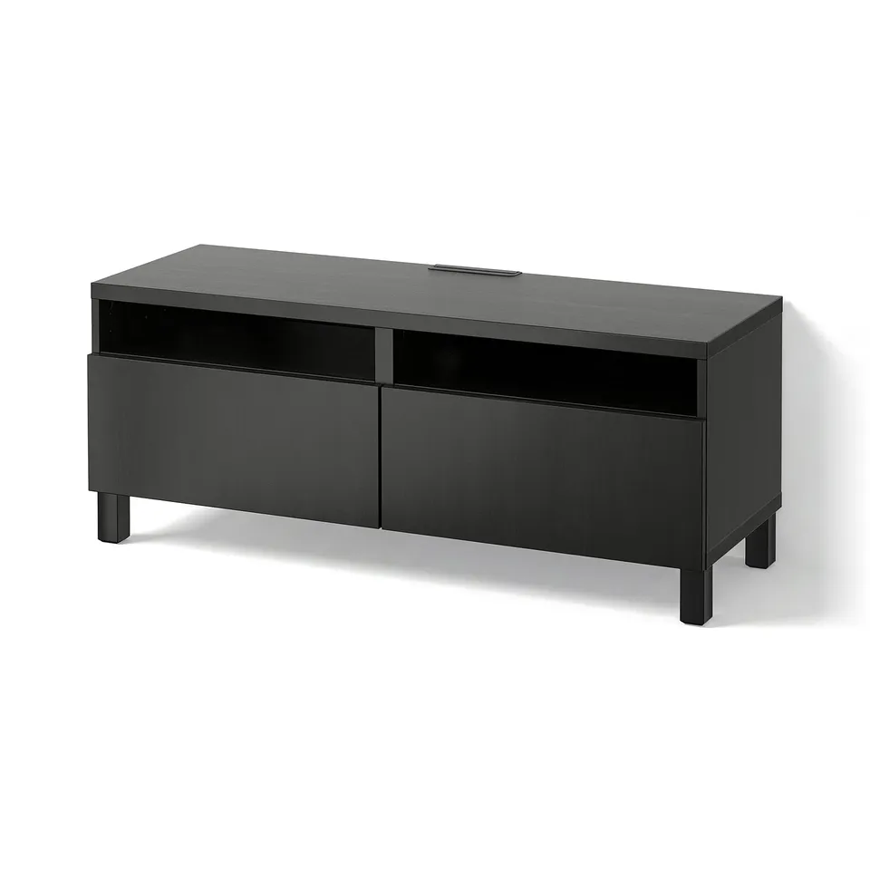 BESTÅ TV bench with drawers, black-brown/Lappviken/Stubbarp black-brown, 120x42x48 cm