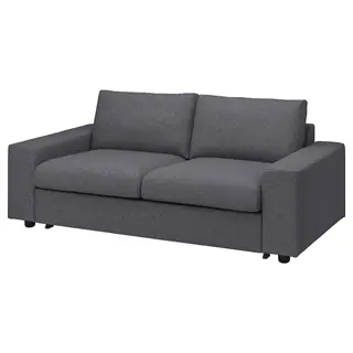 VIMLE 2-seat sofa-bed, with wide armrests/Gunnared medium grey, Width 204 x Depth 98 cm
