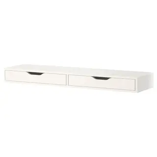 EKBY ALEX shelf with drawers, white, 119x29 cm